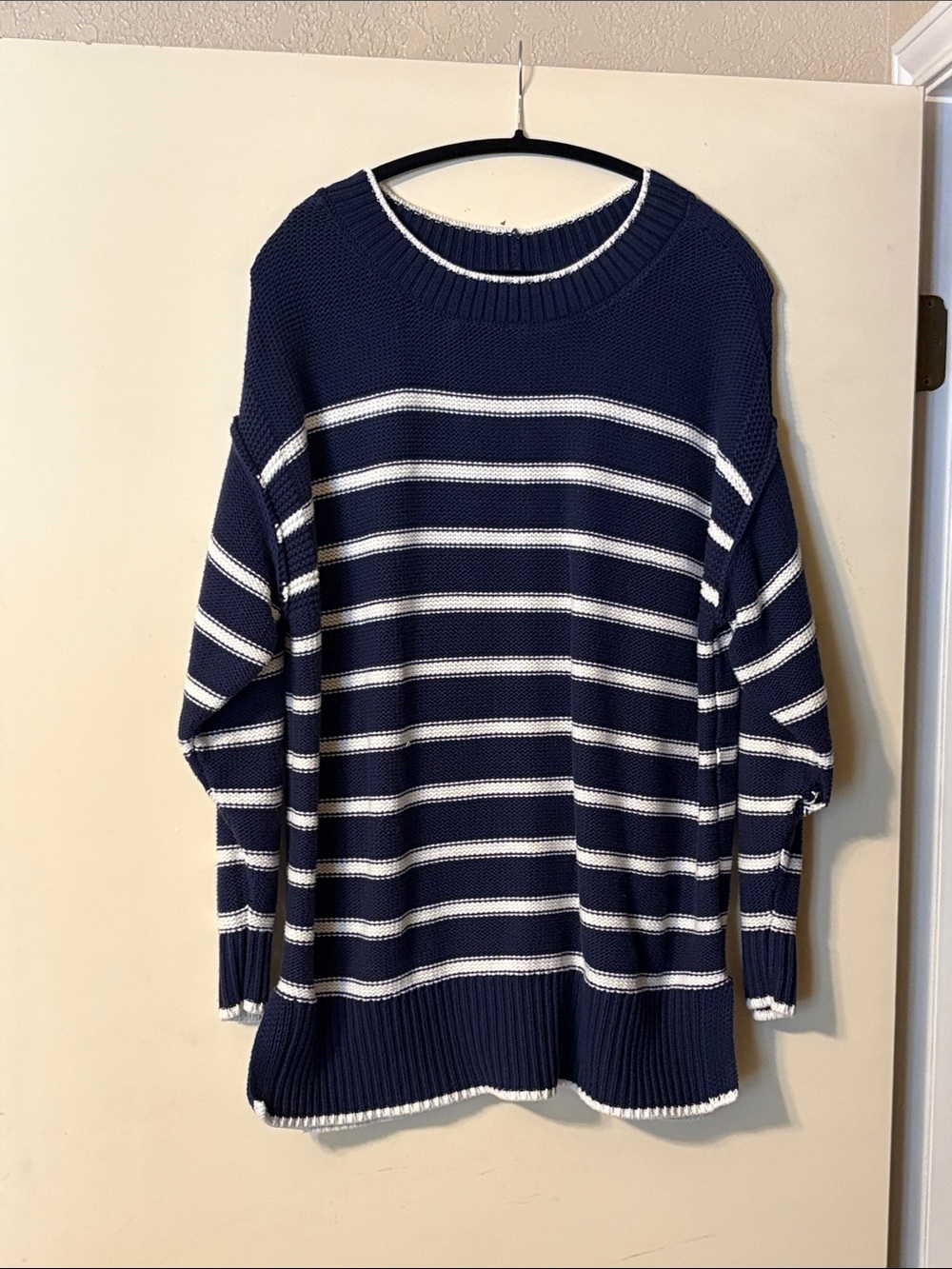 American Eagle Outfitters Navy & White Striped Crewneck Sweater